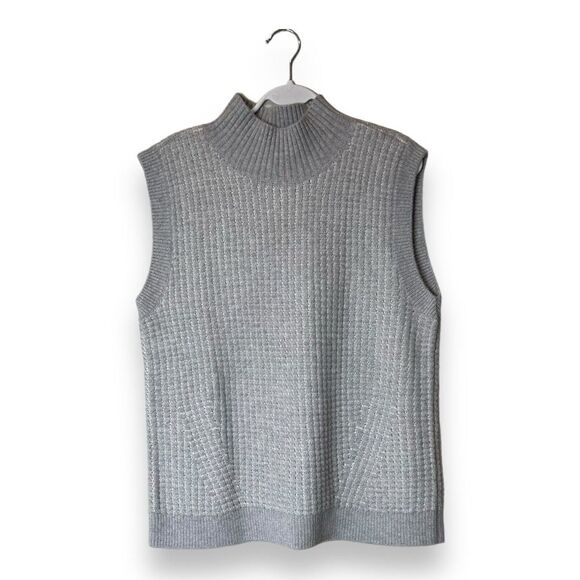Club Monaco Cashmere Silk Knit Mock Neck Sleeveless Turtleneck Sweater  Size L - Picture 1 of 4